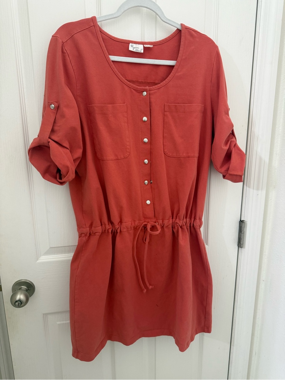 Women with control Terracotta snap Front Drawstring Tunic. Size XL - Picture 3 of 4